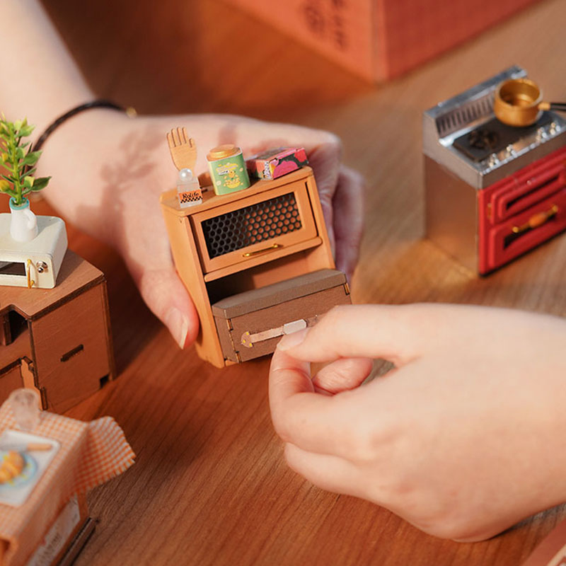 Rolife Happy Kitchen Dollhouse Minature House Diy Puzzle With Led Light