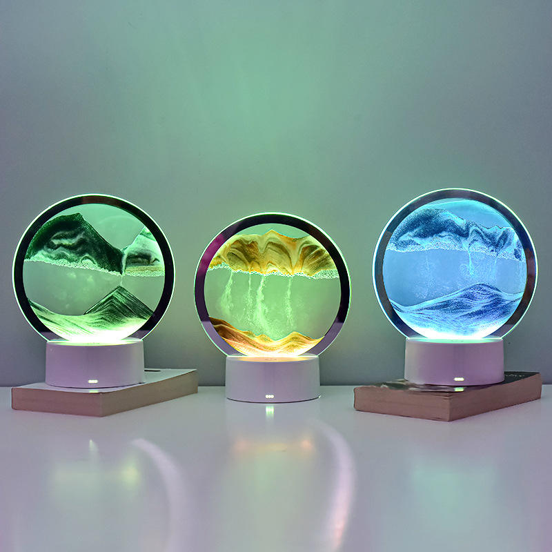Sand Painting Lamp Remote Control Rgb Led Night Light Quicksand Table Desk