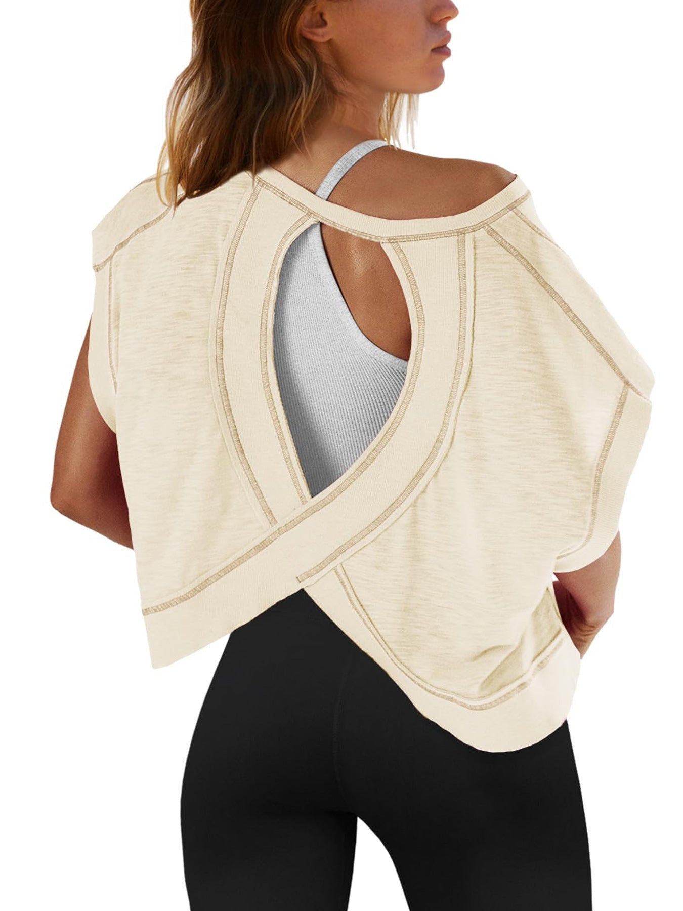 Women's Beautiful Back Sports Yoga T-Shirt Loose Casual Breathable