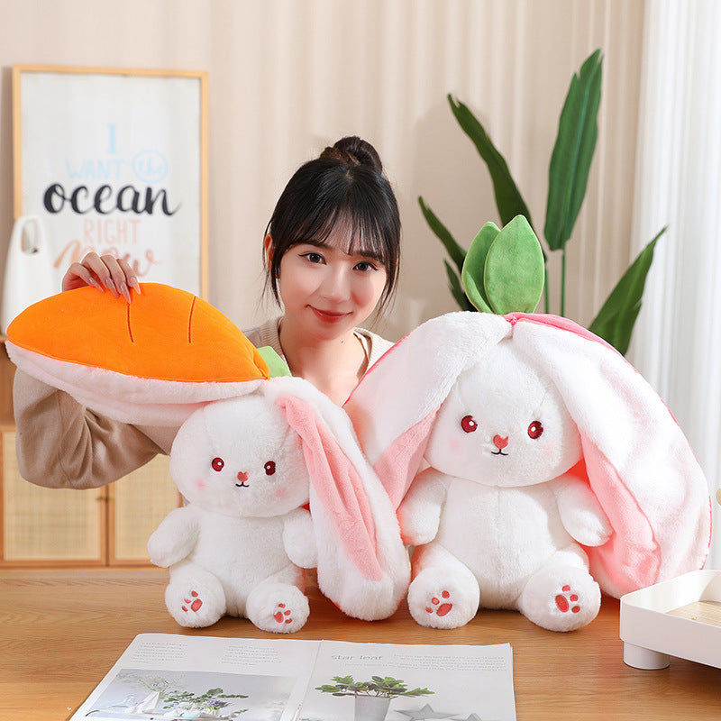 Fruit Transfigured Bunny Plush Toy Cute Carrot Strawberry Turn Into