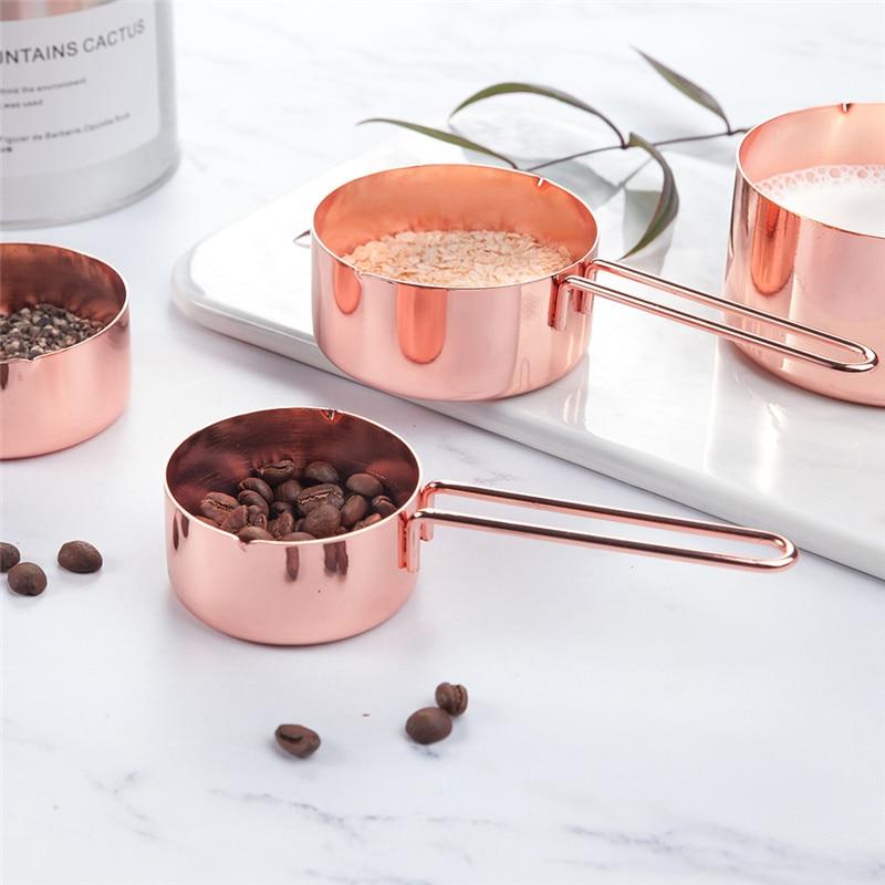 Set Of 8 Rose Gold Stainless Steel Measuring Cups Spoons Baking Tools