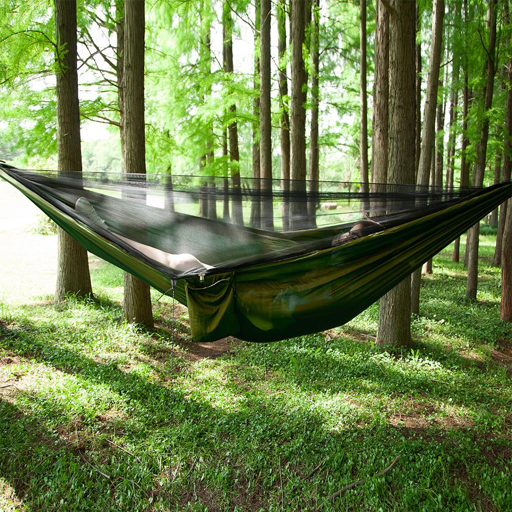 Double Person Hammock With Awning Mosquito Net Outdoor Camping
