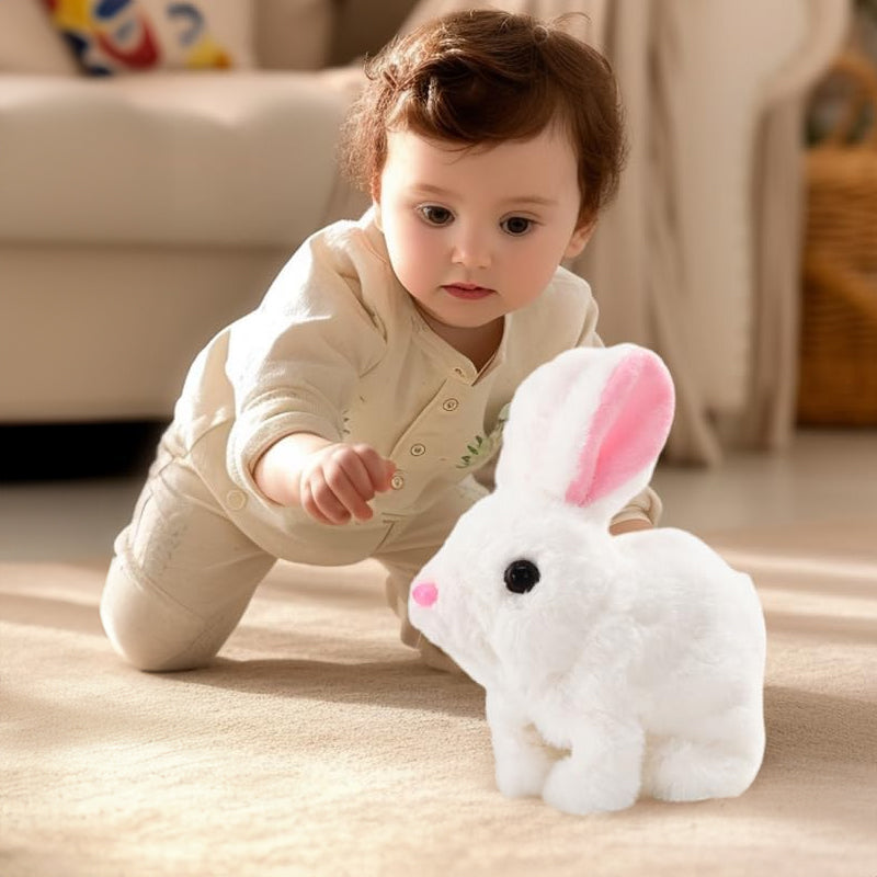 2025 Upgraded Interactive Bunny Toy. Hops Walks Talks Shakes Ears. Plush Gift For Kids (Grey).