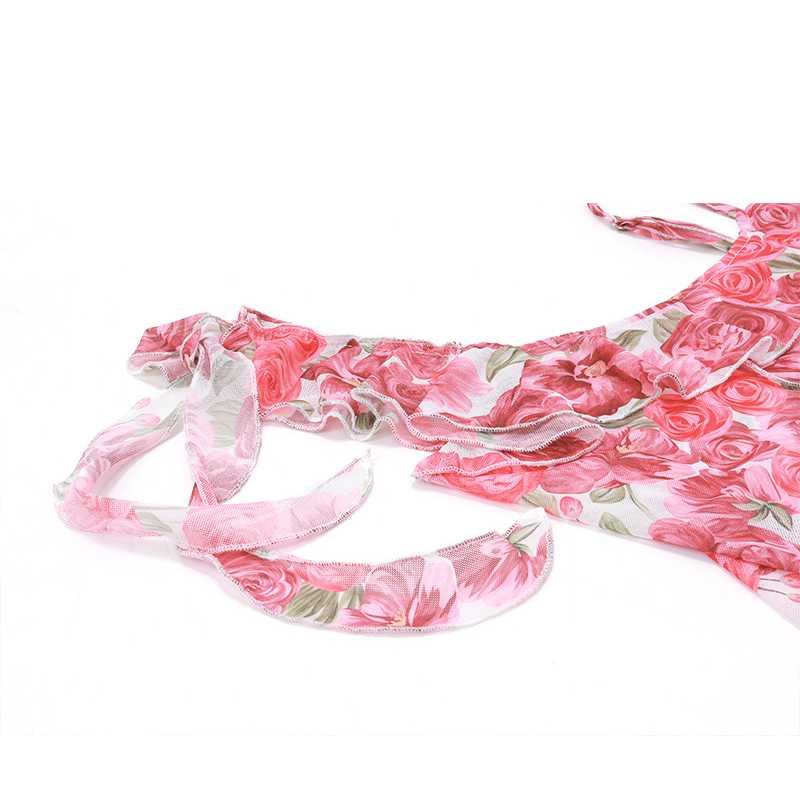 Women's Sweet Pastoral Floral Ruffled Dress Suspender