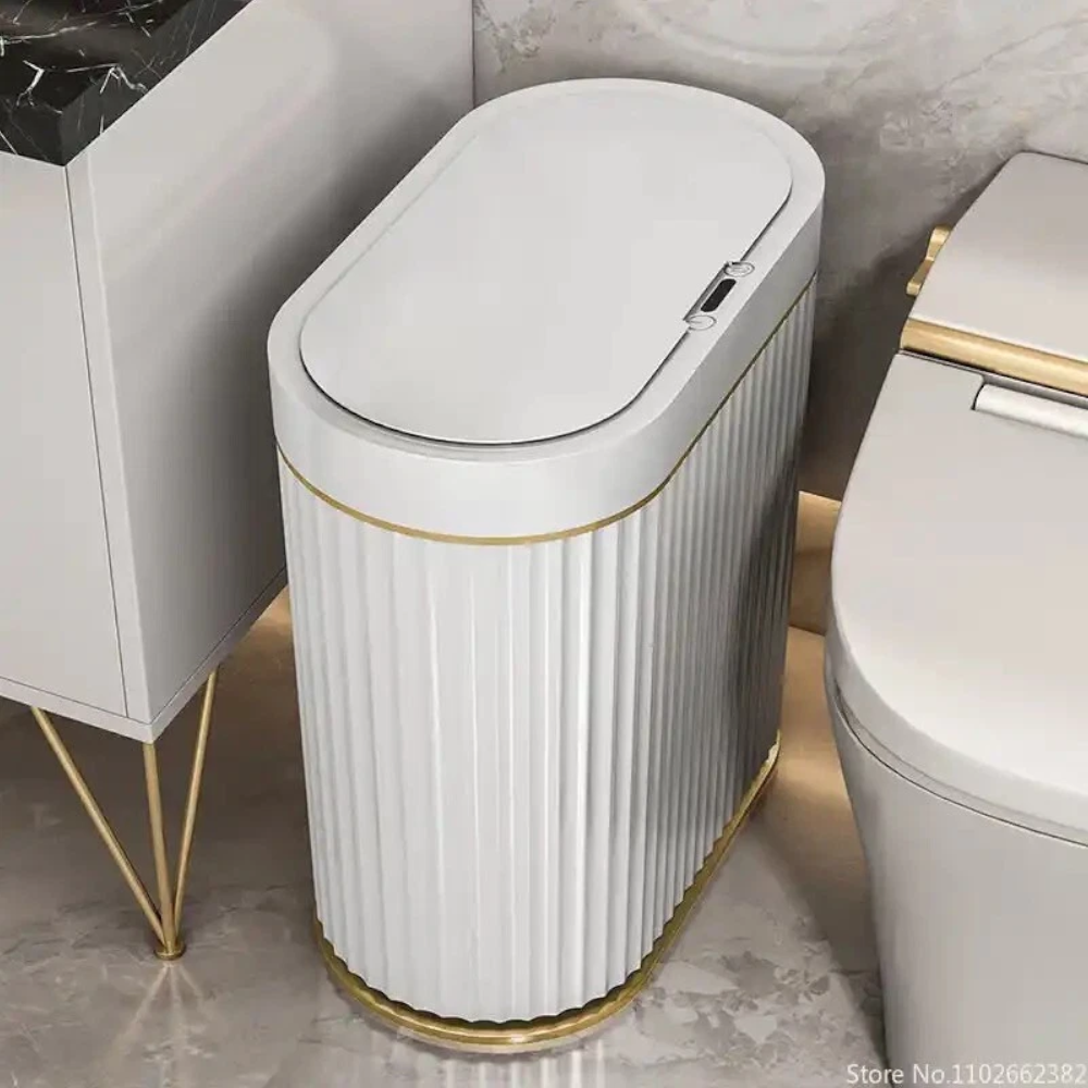 7/9L Automatic Sensor Trash Can Fashionable Roman Striped Bathroom Toilet Smart Kitchen Induction Garbage Bin Dustbin