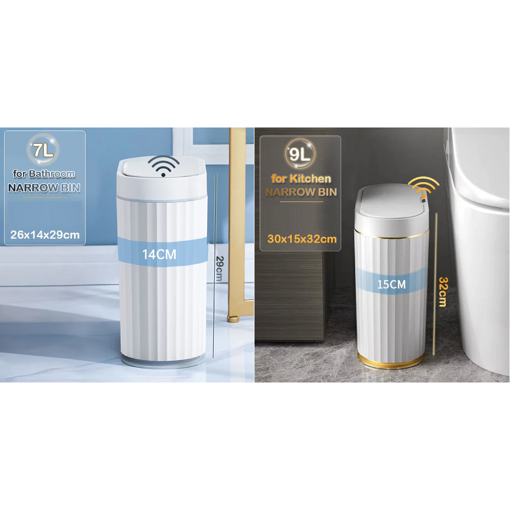 7/9L Automatic Sensor Trash Can Fashionable Roman Striped Bathroom Toilet Smart Kitchen Induction Garbage Bin Dustbin