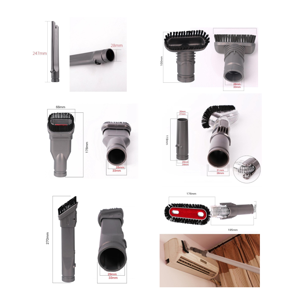 7 Piece Brush Head Accessory Set For Dyson V6 Vacuum Cleaner