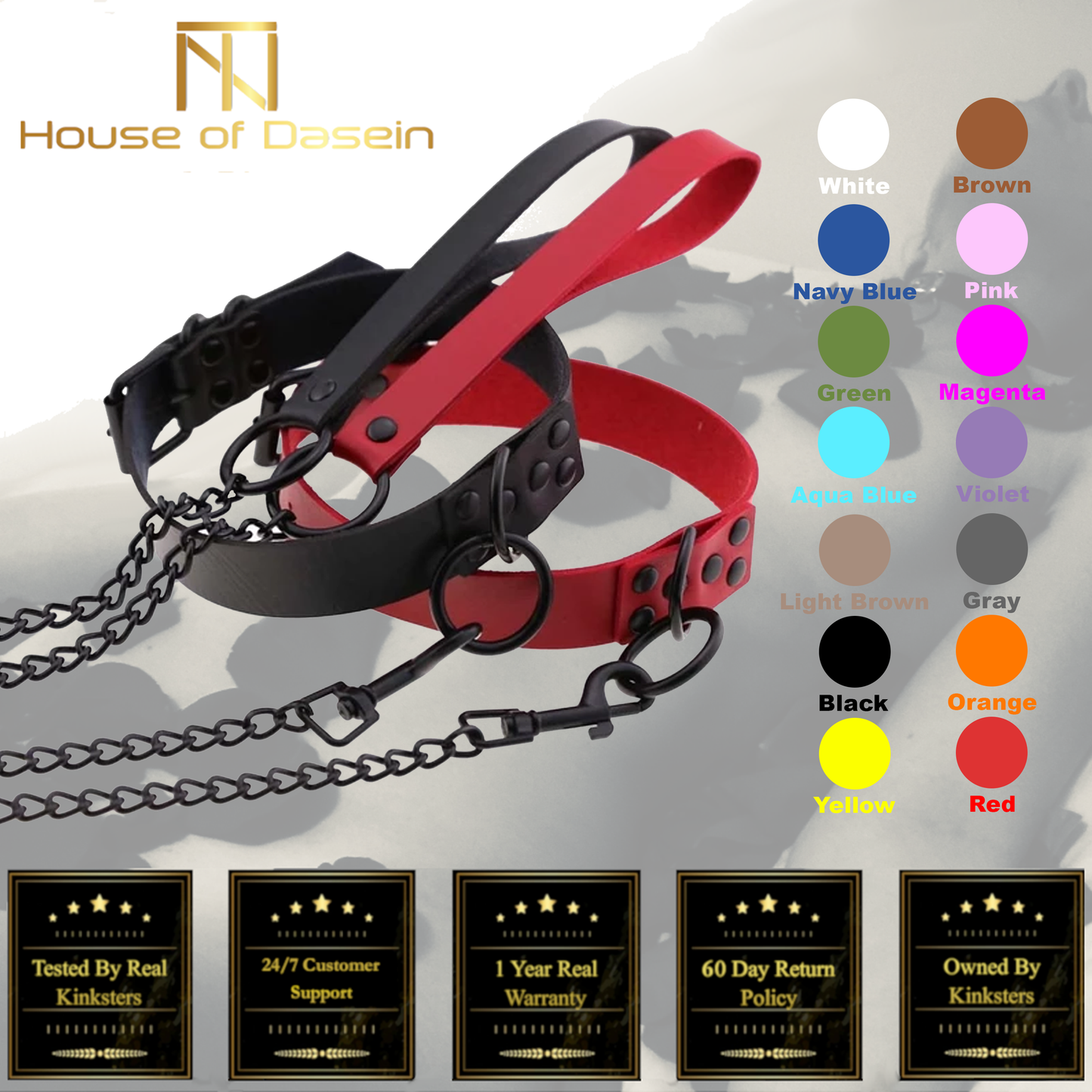 Rivet Slave Collar With Leash Bdsm Bondage Pet Play Owned Submissive