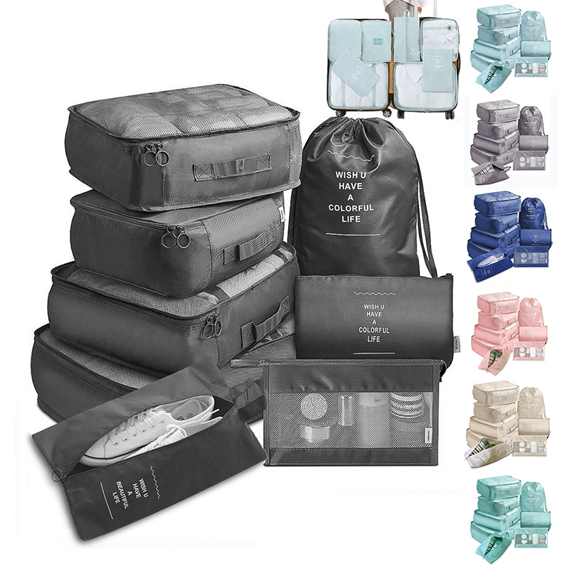 8-Piece Set Luggage Divider Bag Travel Storage Clothes Underwear Shoes Organizer Packing Cube