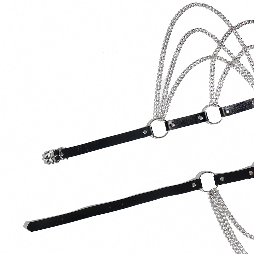 Women's Multi-Layer Chain Belt Hollow Fringe Body Sexy Pin Buckle Five-Pointed Star Harness Leather Goods