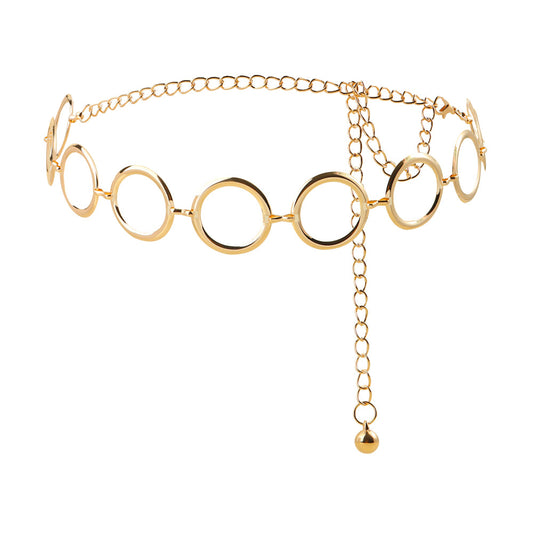 Veile Studios Fashion Circle Metal Waist Chain Belt Women Decorative Dress Hollow Accessories