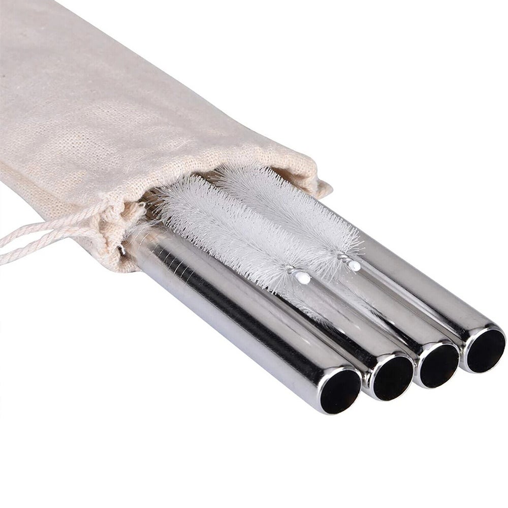7Pcs Boba Bubble Tea Straw Extra Wide Stainless Steel Metal Reusable Straws Pack