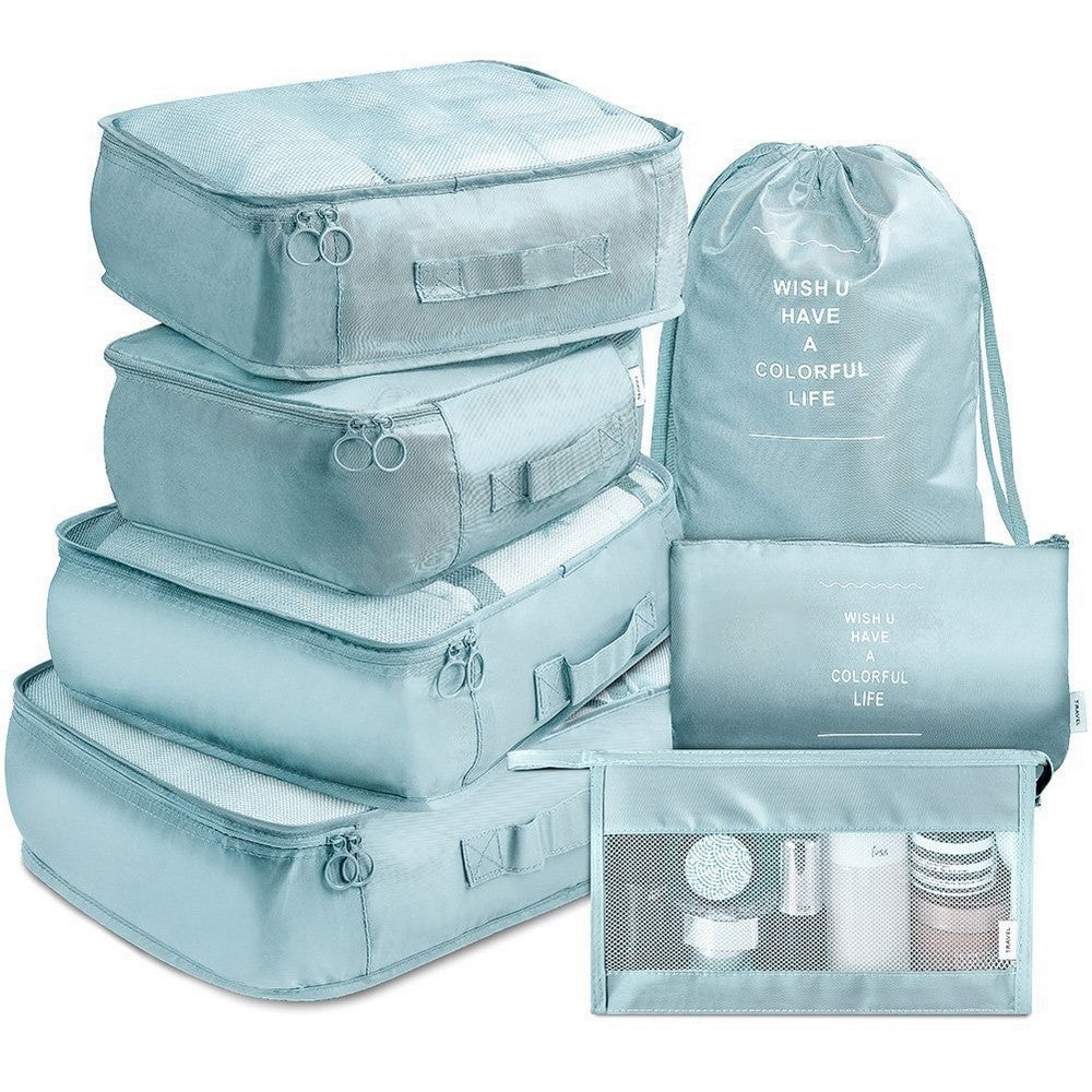 7Pcs Packing Cubes Travel Pouches Luggage Organizer Clothes Suitcase Storage Bag