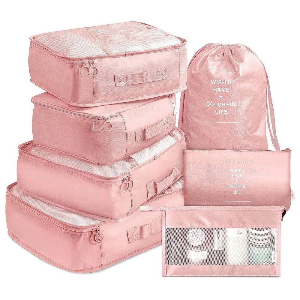 7Pcs Packing Cubes Travel Pouches Luggage Organizer Clothes Suitcase Storage Bag
