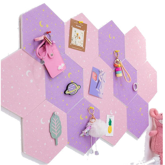 7Pcs Hexagon Moon Star Felt Board Photo Display Wall Art