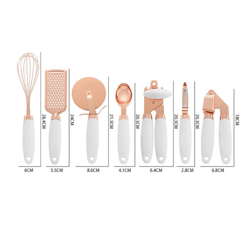 7Pcs Soft Touch Rose Gold Kitchen Utensils Set