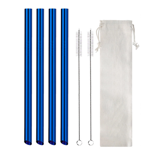 7Pcs Boba Bubble Tea Straw Extra Wide Stainless Steel Metal Reusable Straws Pack