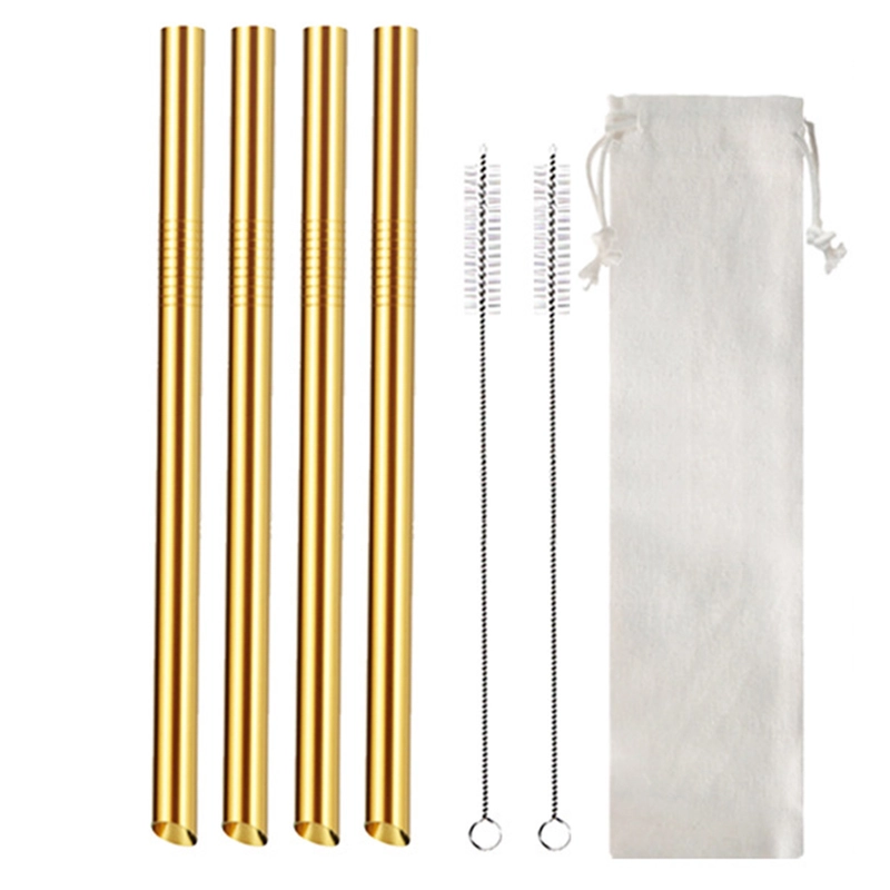 7Pcs Boba Bubble Tea Straw Extra Wide Stainless Steel Metal Reusable Straws Pack