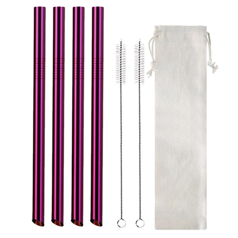 7Pcs Boba Bubble Tea Straw Extra Wide Stainless Steel Metal Reusable Straws Pack