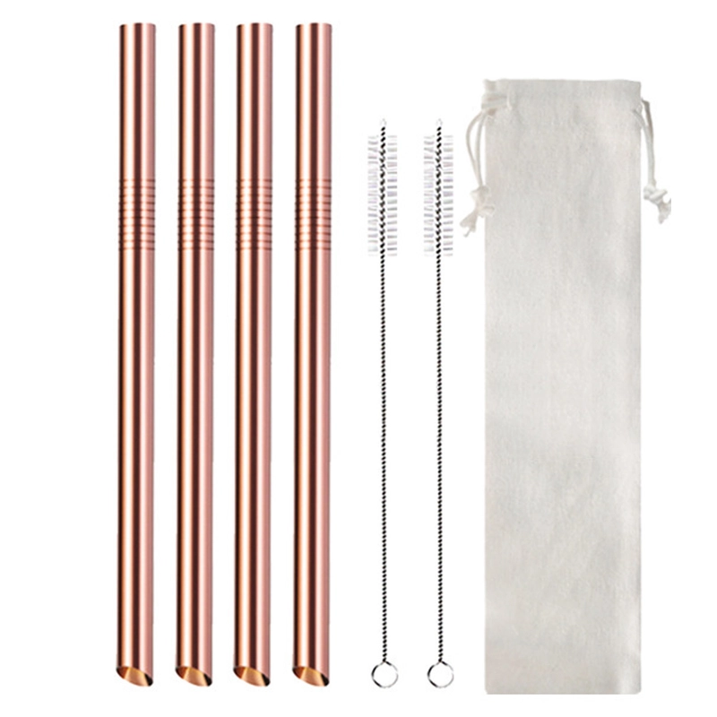 7Pcs Boba Bubble Tea Straw Extra Wide Stainless Steel Metal Reusable Straws Pack