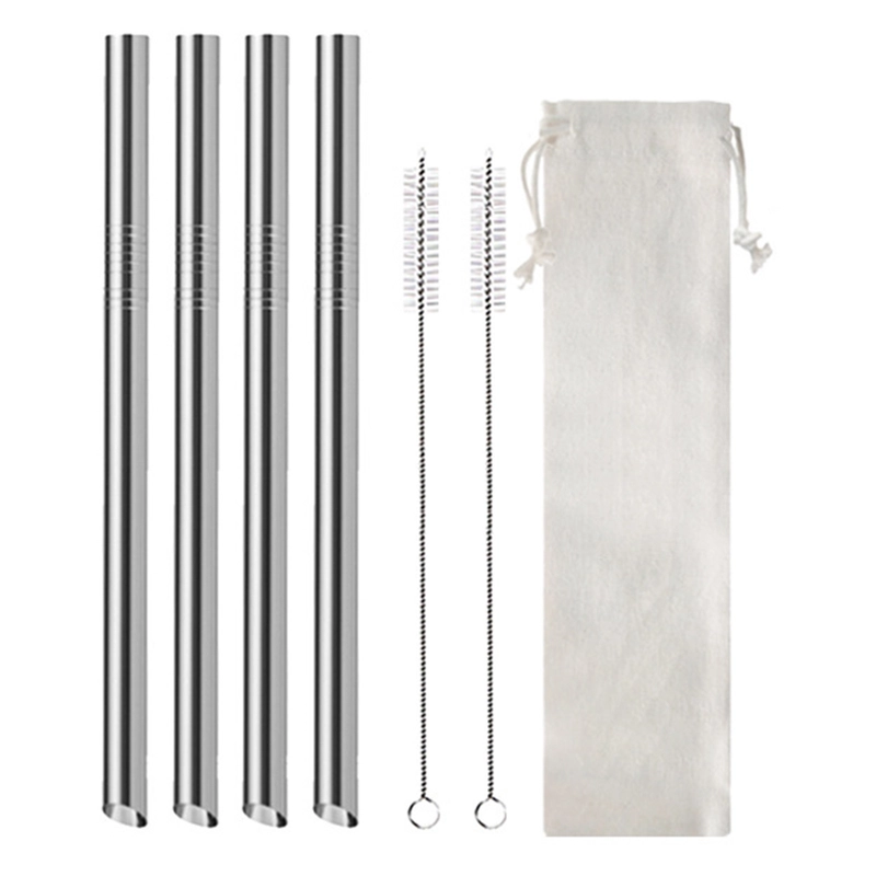 7Pcs Boba Bubble Tea Straw Extra Wide Stainless Steel Metal Reusable Straws Pack
