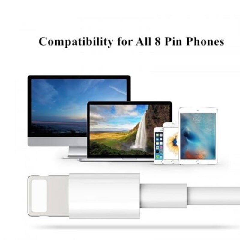 8 Pin Usb Charger Cable Fast Charging Tpe Wire Data Cord For Iphone White 1M