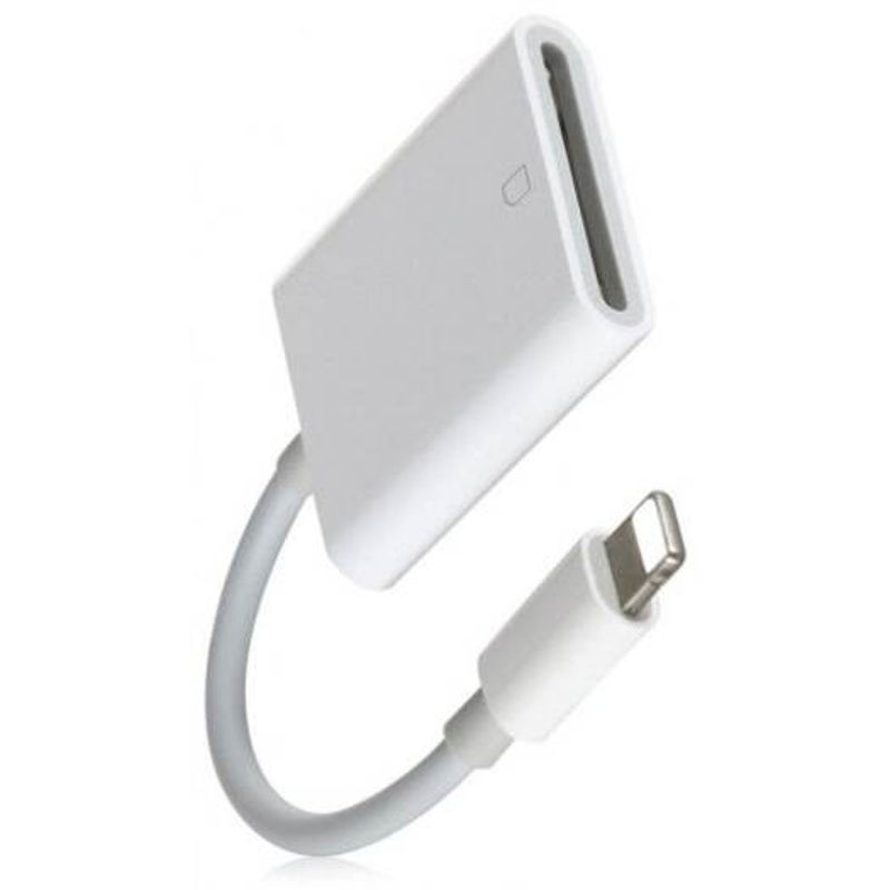 8 Pin To Camera Sd Card Reader Adapter Cable For Iphone / X Ipad White