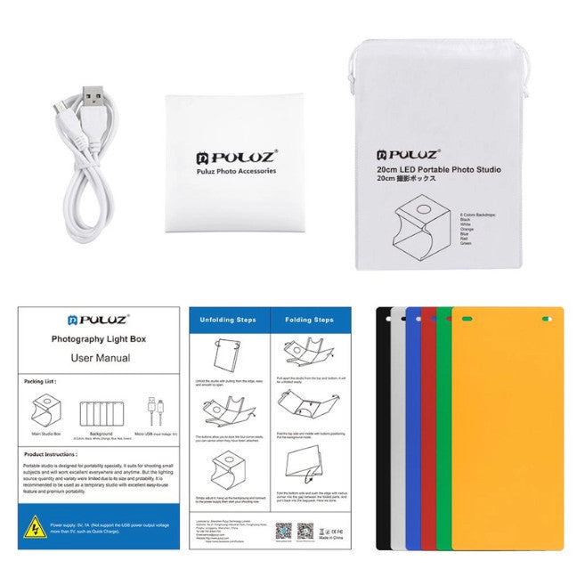 8.7 Inch Lightbox Photo Studio Box Tabletop Shooting Tent Photography Softbox Set For Items Display