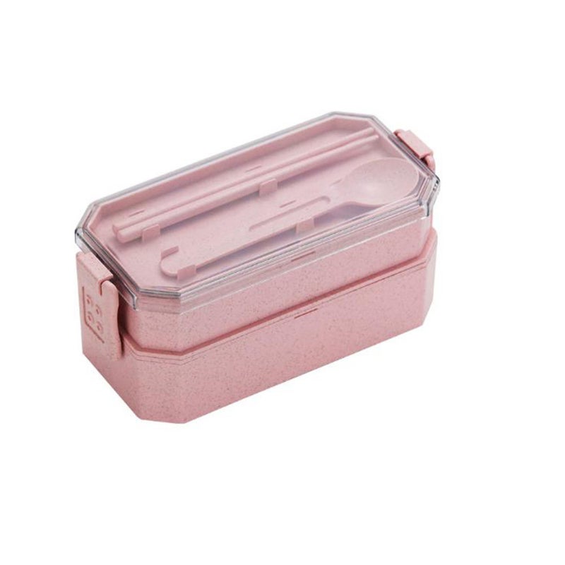 800Ml Lunch Box Wheat Straw Bento 2 Layer Food Storage
