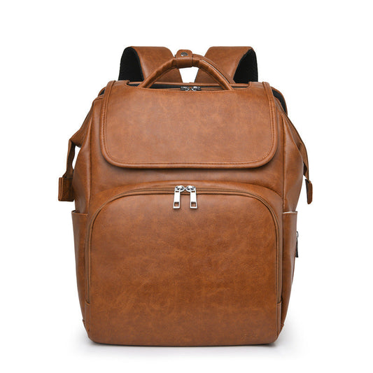 Faux Leather Nappy Bag Mummy Backpack Stroller Storage