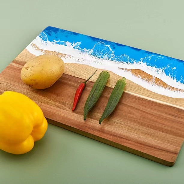 Wood And Resin Cutting Board Ocean Epoxy Serving Cheese