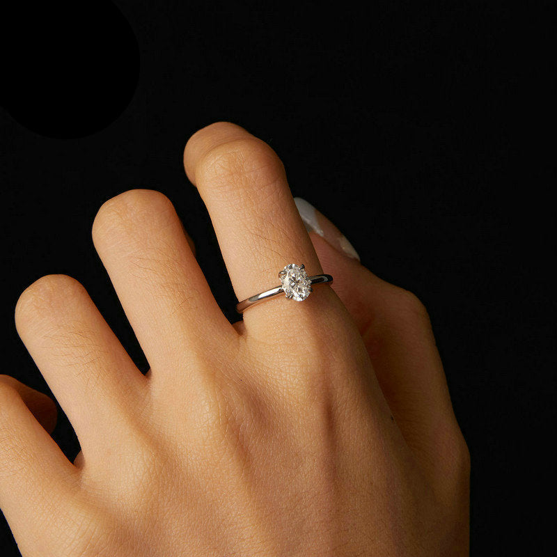 One Carat Moissanite Diamond Ring In Pure Silver Classic Wedding