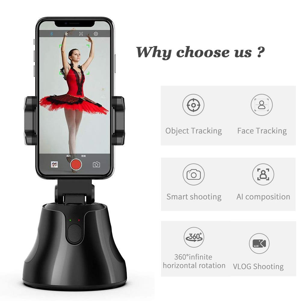 Bluetooth Auto Smart Shooting Selfie Stick Black Phone Holder