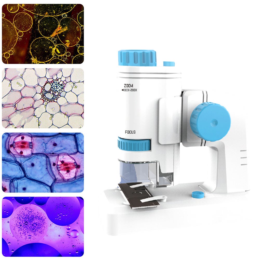80X200x Magnifying Mini Microscope With Base Kids Science Toy Educational