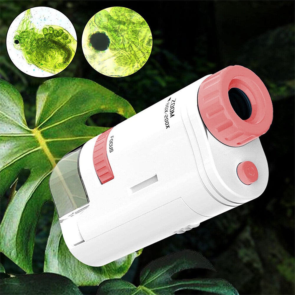 80X200x Magnifying Mini Microscope With Base Kids Science Toy Educational