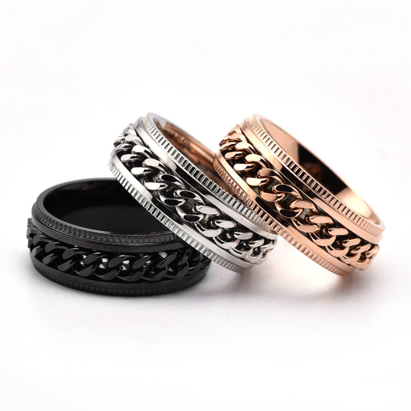 Veile Studios Stainless Steel Spinner Fidget Rings Men Jewellery