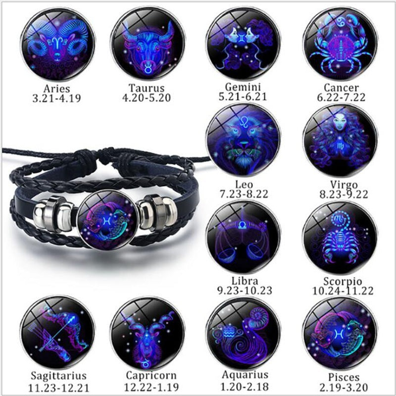 Veile Studios Zodiac Constellation Braided Design Bracelet For Men Women And Kids Fashion Jewellery
