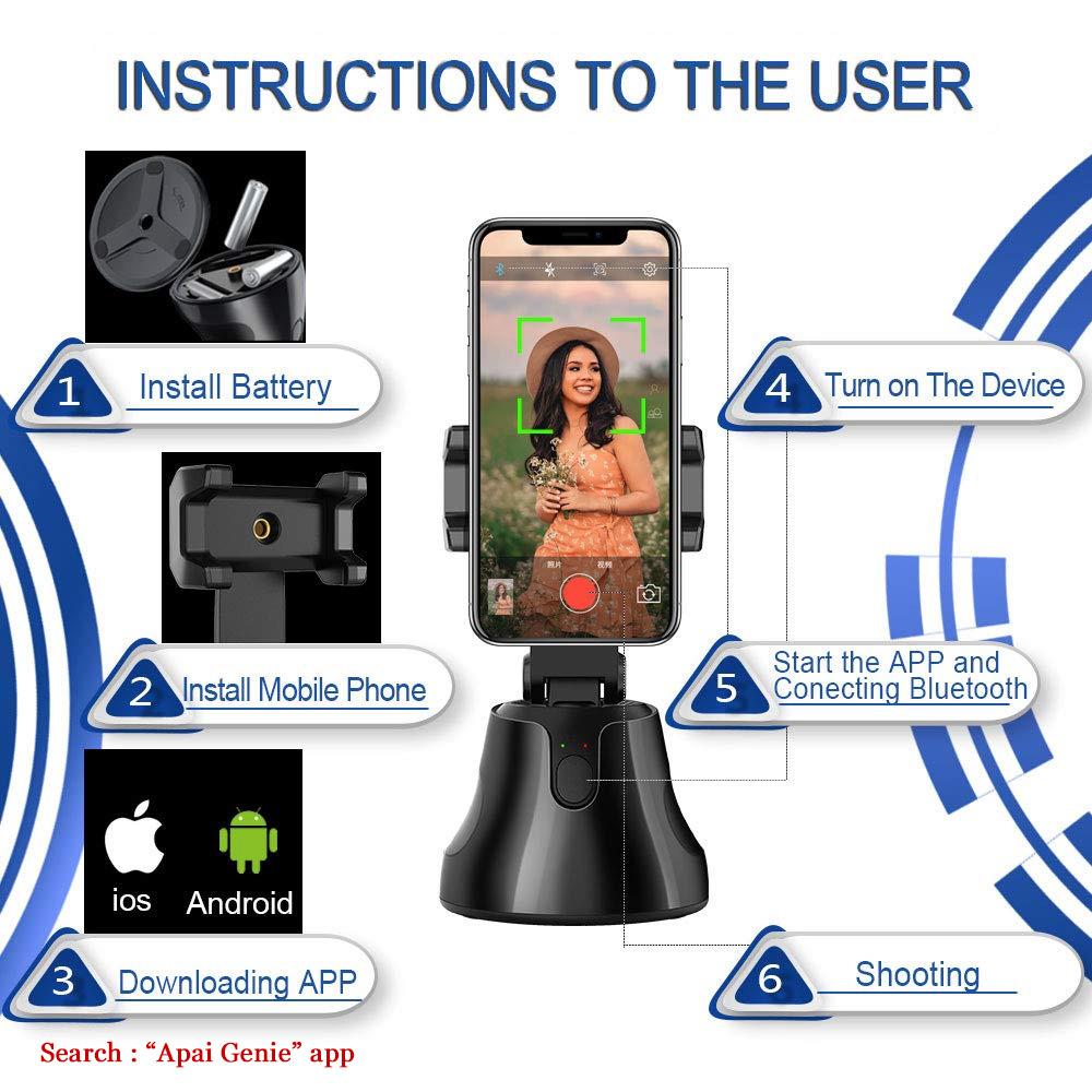 Bluetooth Auto Smart Shooting Selfie Stick Black Phone Holder