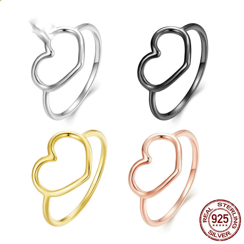 Veile Studios Hollow Plain Heart Rings Female S925 Sterling Silver 6 7 8 10 Dollars