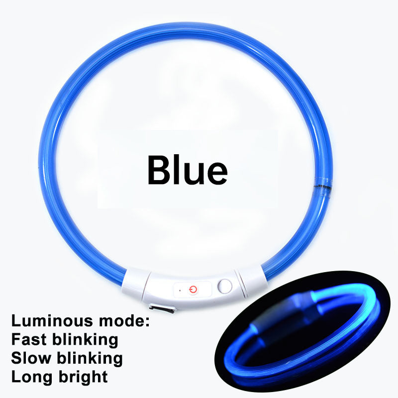 3 Mode Led Dog Collar Usb Rechargeable Detachable & Glowing Pet Safety Necklace For Night