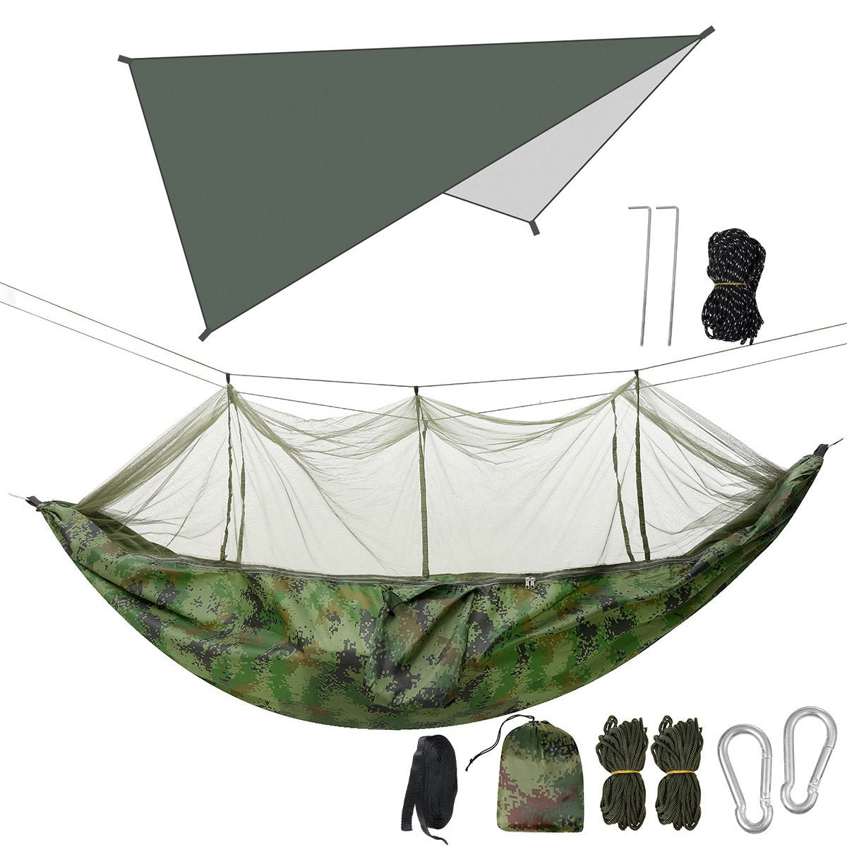 Double Person Hammock With Awning Mosquito Net Outdoor Camping