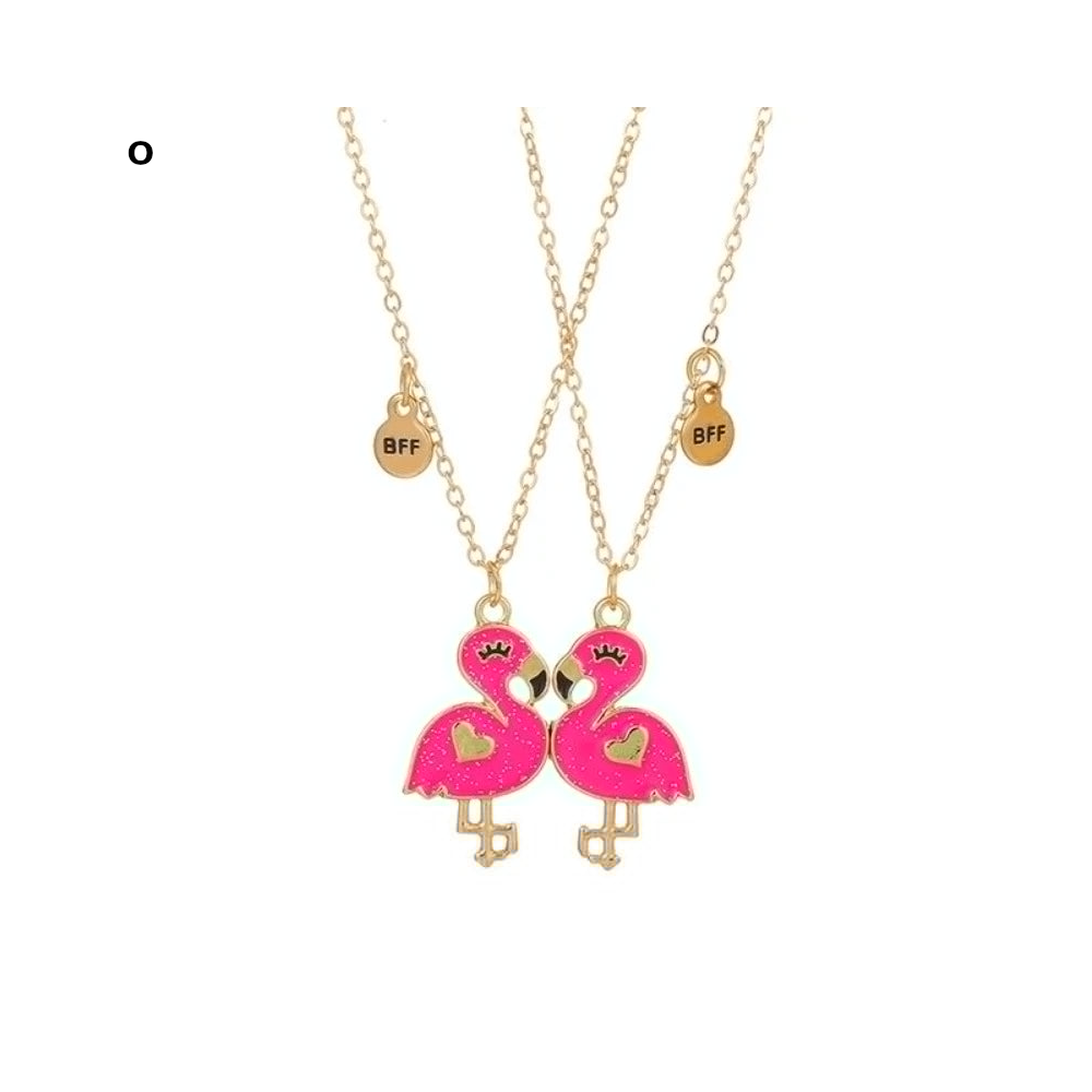 2 Pieces Heart Shaped Cat Unicorn Koala Bear Pendant Necklace For Kids Friendship Jewellery