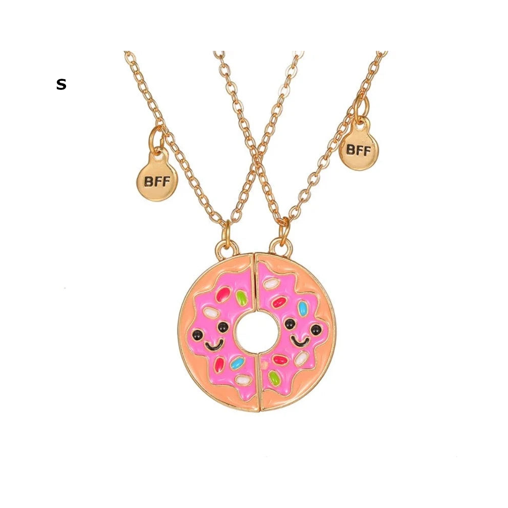 2 Pieces Heart Shaped Cat Unicorn Koala Bear Pendant Necklace For Kids Friendship Jewellery