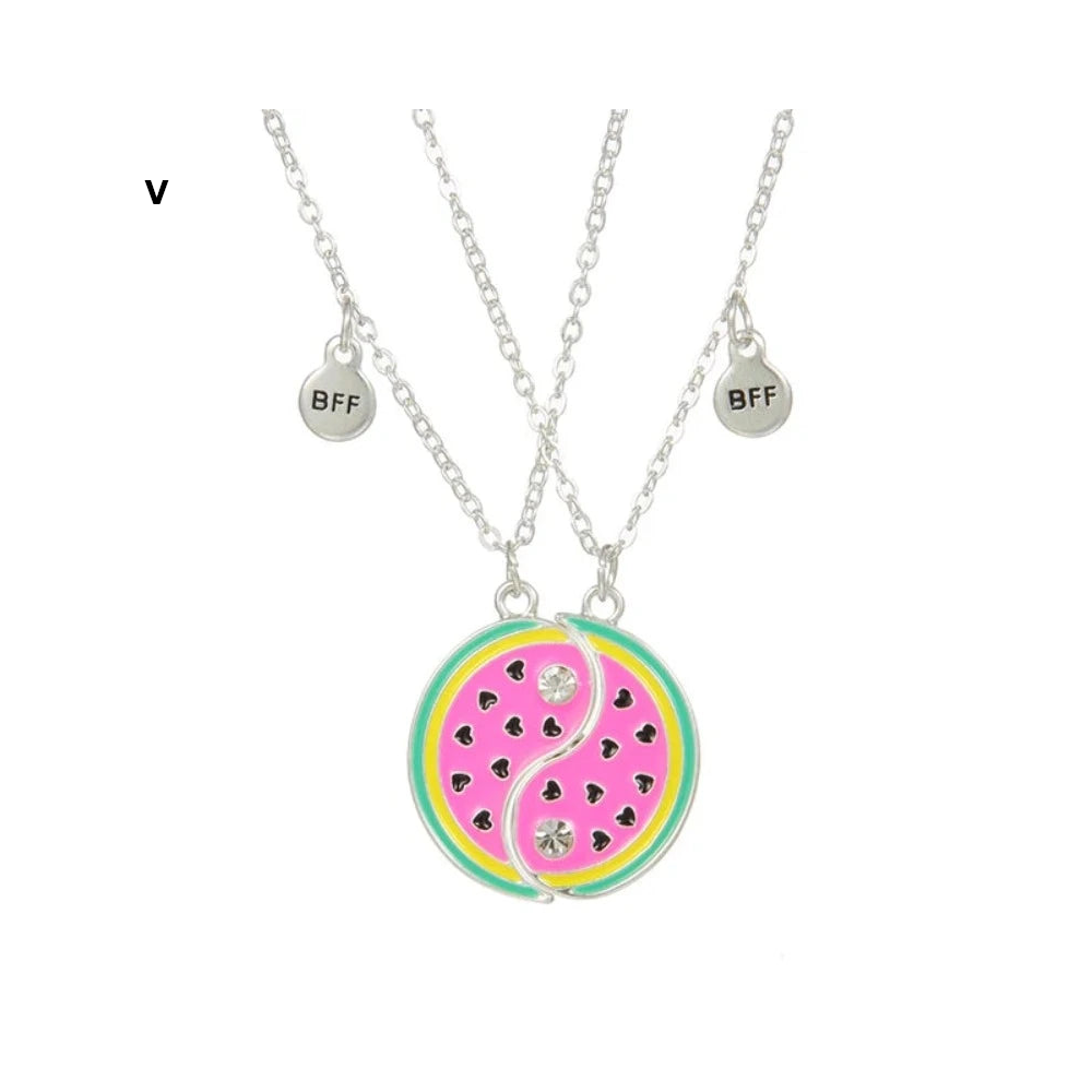 2 Pieces Heart Shaped Cat Unicorn Koala Bear Pendant Necklace For Kids Friendship Jewellery