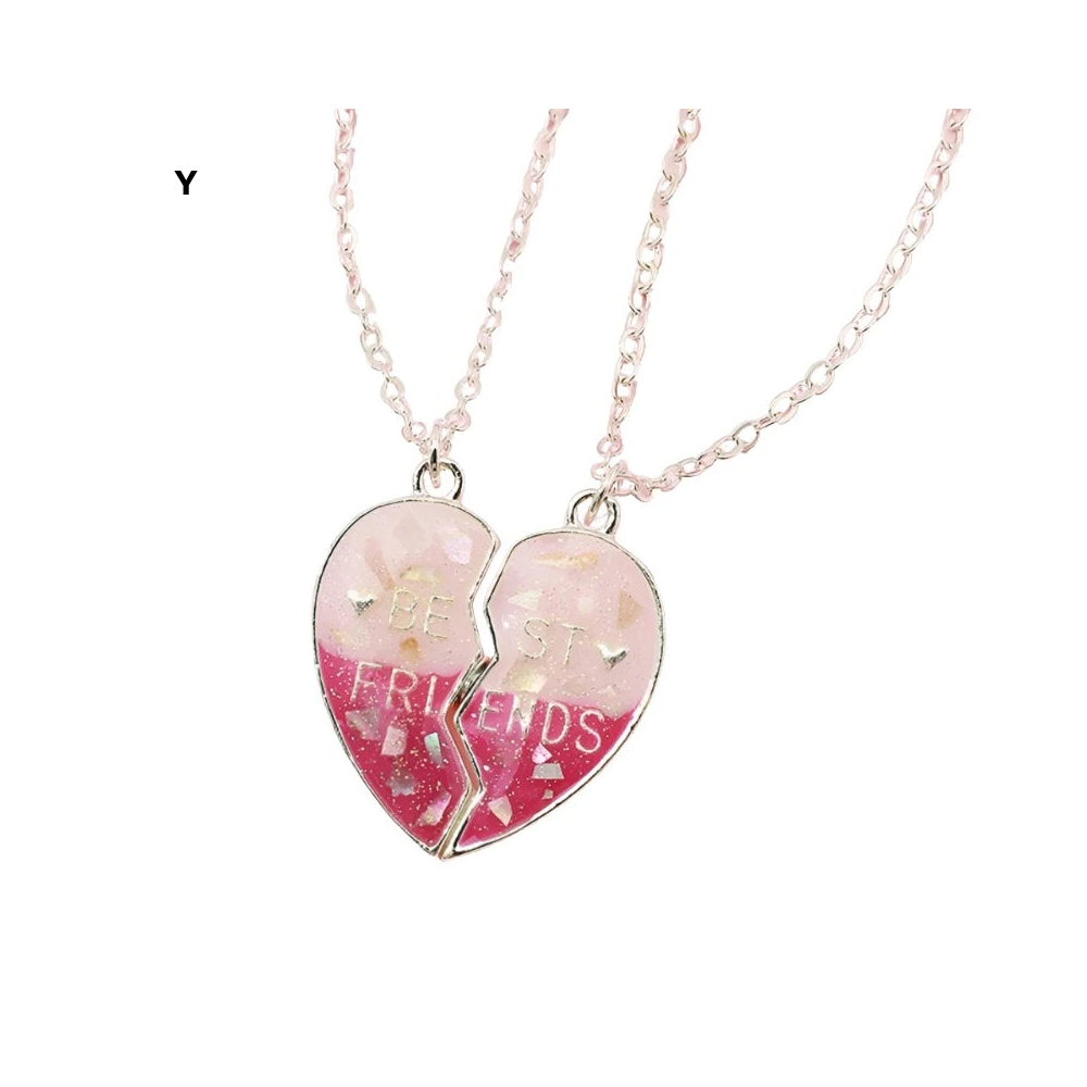 2 Pieces Heart Shaped Cat Unicorn Koala Bear Pendant Necklace For Kids Friendship Jewellery