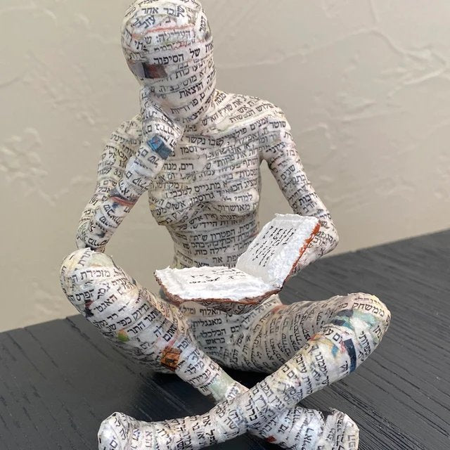 Reading Thoughtful Woman Resin Ornament Bookshelf Decor