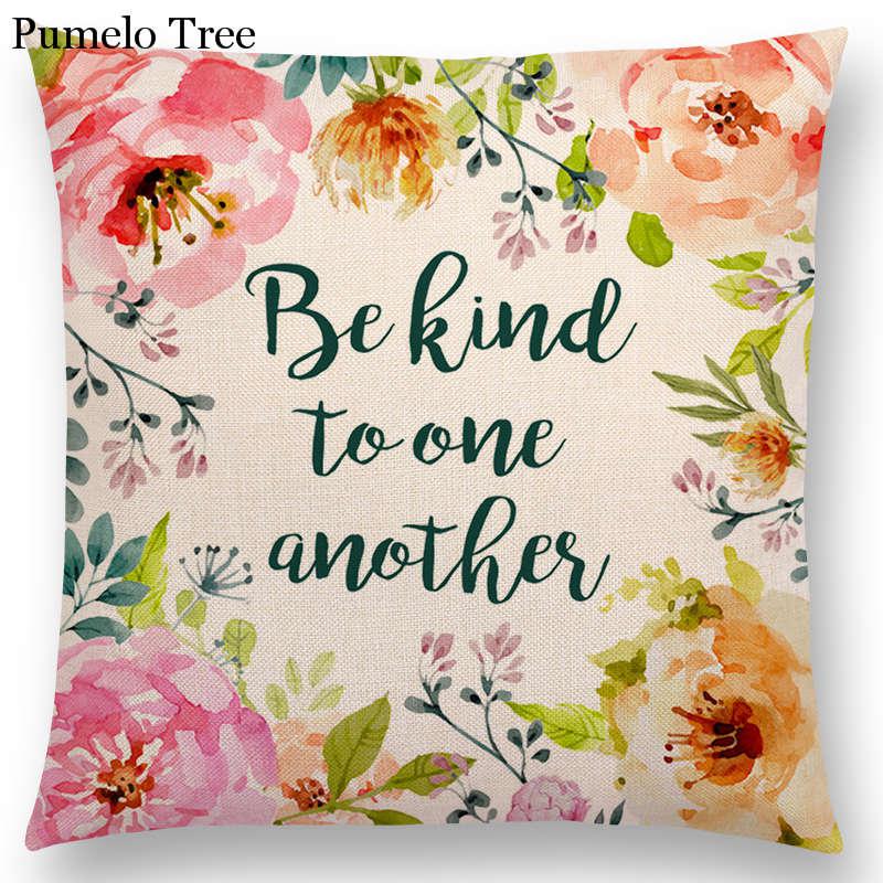 Floral Inspirational Sayings Cushion Covers