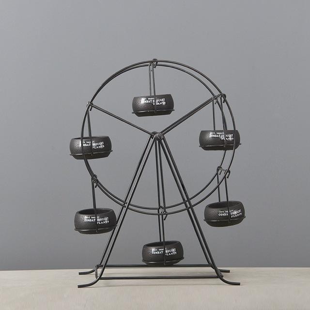 Ferris Wheel Flower Pot Stand With 6 Succulent Plant Pots