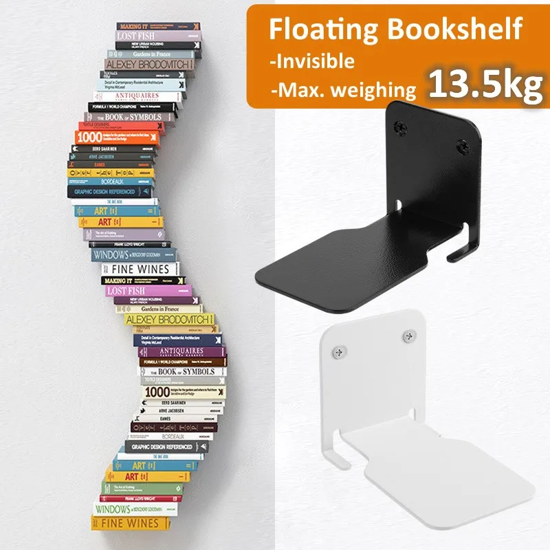 Wall Shelf Floating Bookshelf Stainless Steel Mount Holder Displayfloating Storage Rack Stand Album Ledge Mounted