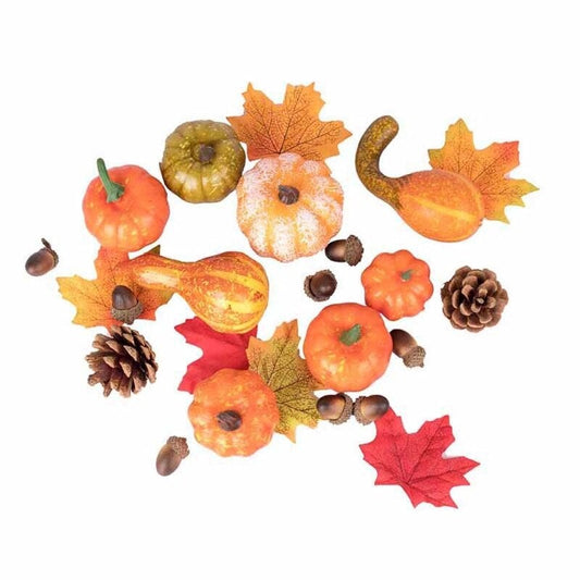 86 Pcs Halloween Simulation Acorn Artificial Pumpkins Pine Cones Maple Leaves